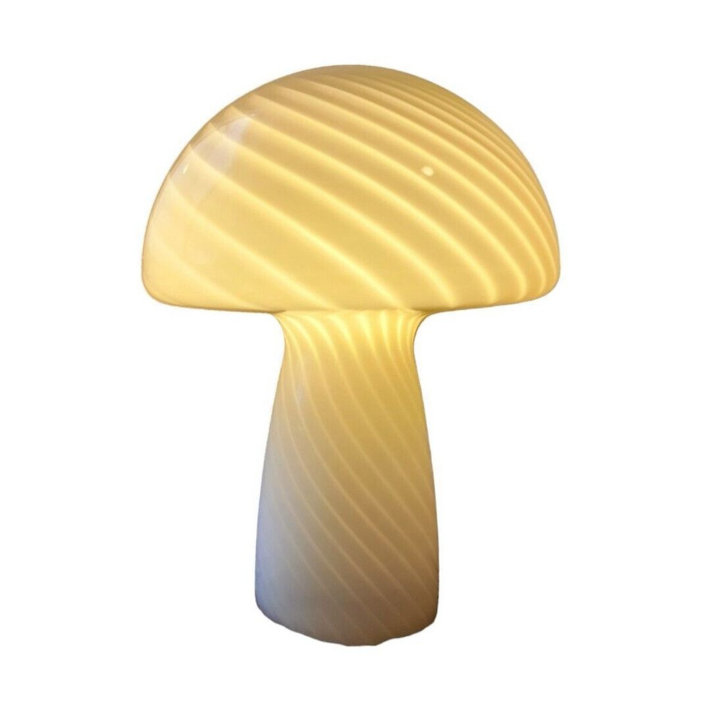 Novogratz White Swirl Deco Glass Mushroom Lamp Corded